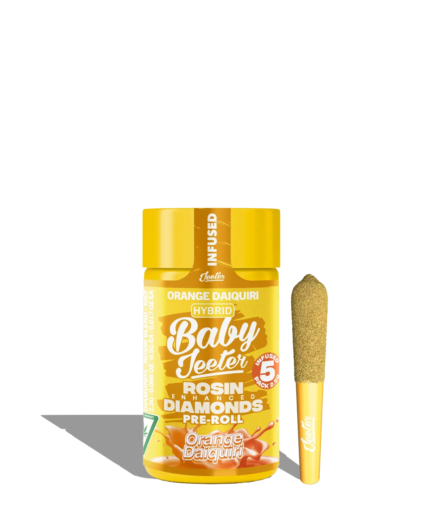 Live Rosin Enhanced Baby Jeeter Orange Daiquiri Infused Preroll 5-pack